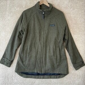 Columbia Wool Blend Jacket Womens Size Medium Green Mid-Weight Lined‎